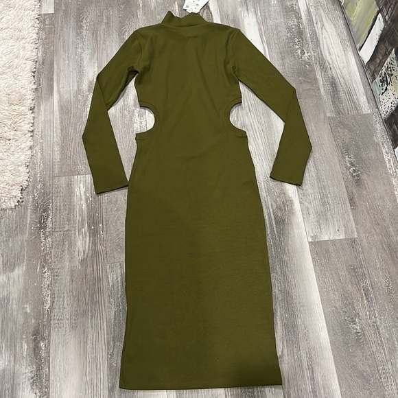 Zara Olive Cut Out Rib Dress - Picture 9 of 9
